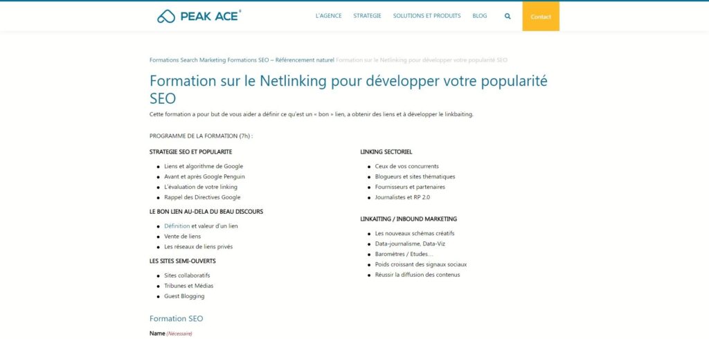 formation netlinking peak ace