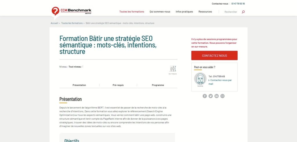 formation seo CCM Benchmark INstitut